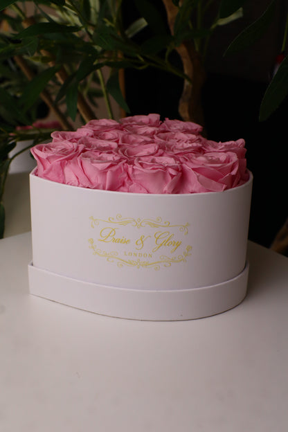 16 Pink Heart White Box