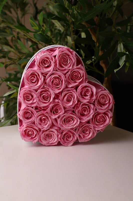 20 Pink Heart White Box
