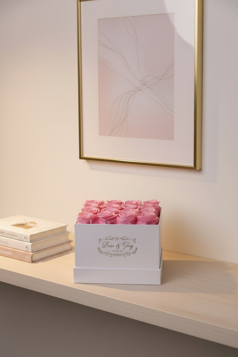 16 Pink Square White Box