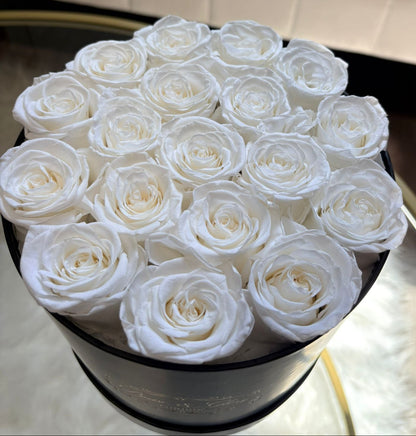 18 White Round Black Box