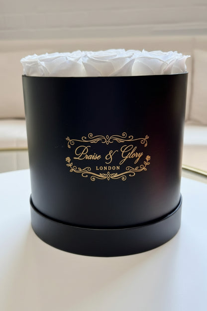 18 White Round Black Box