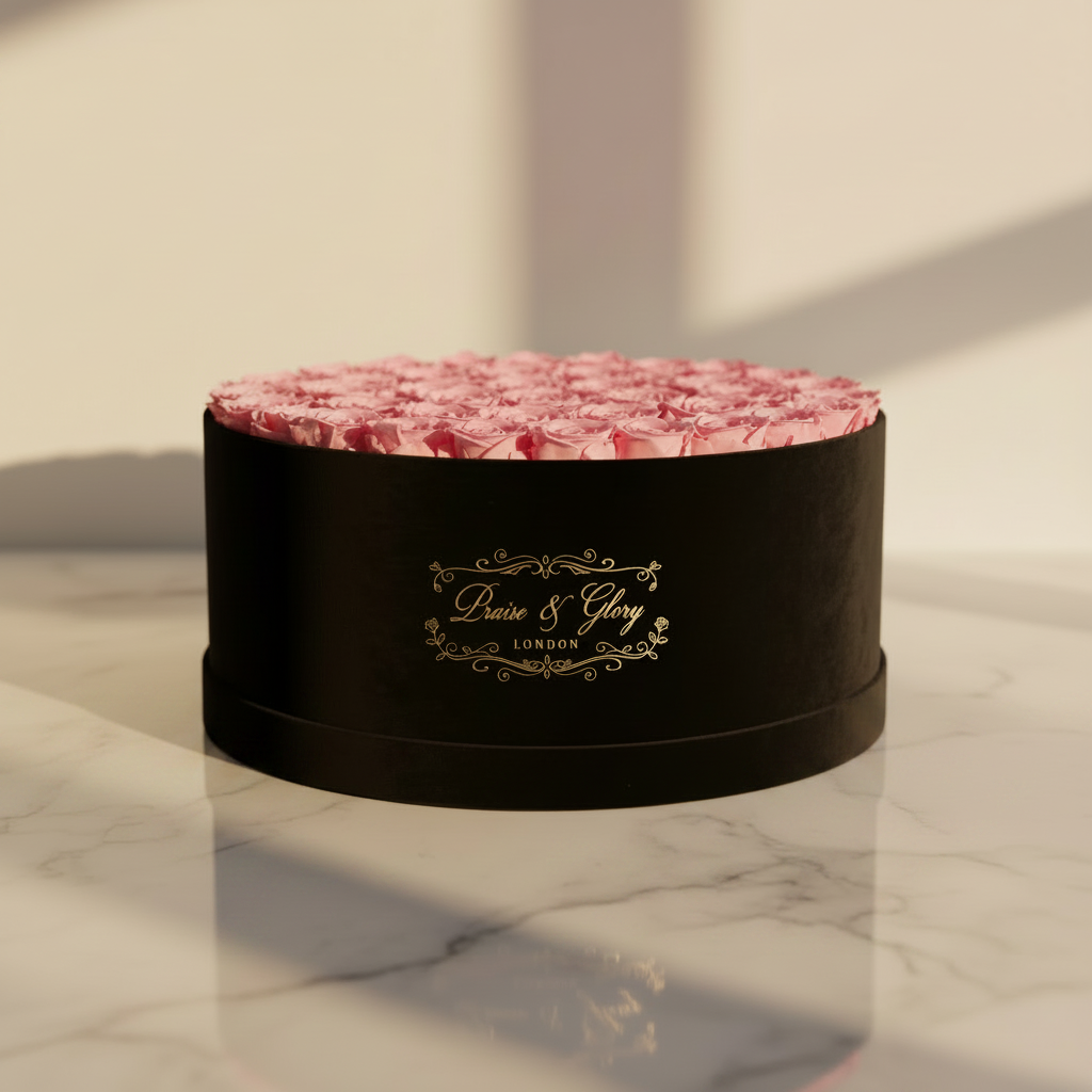 99 Pink Roses Black Velvet Box