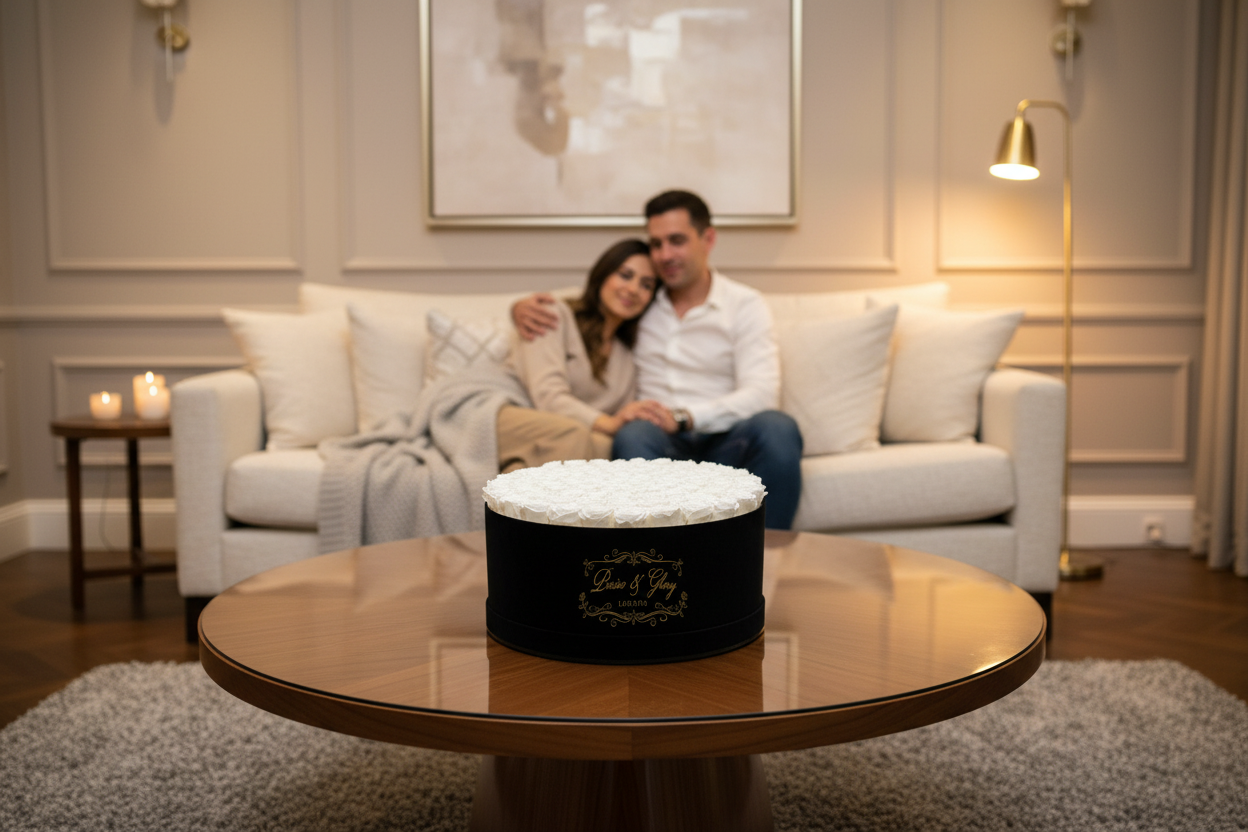 99 White Roses Black Velvet Box